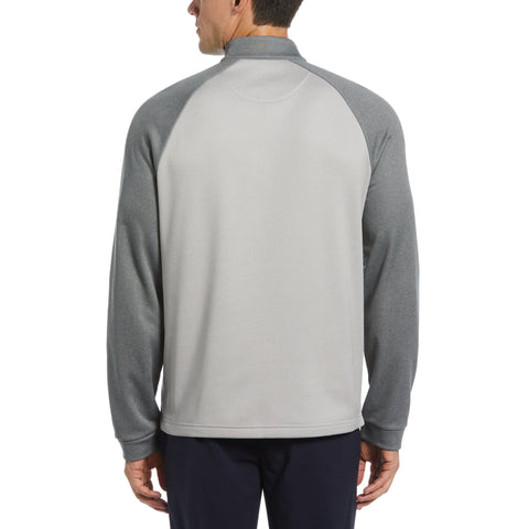 1/4 Zip Raglan Color Block Pullover  (Quiet Gray Heather) 