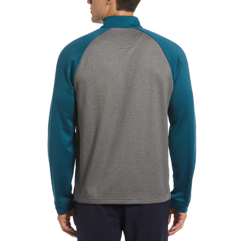 Color Block Fleece 1/4 Zip Raglan Sleeve Pullover Sweater (Corsair Htr) 
