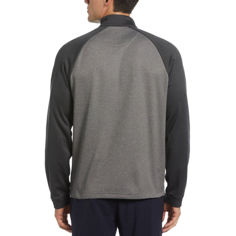 1/4 Zip Raglan Color Block Pullover  (Dark Caviar Heather) 