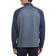 Color Block Fleece 1/4 Zip Raglan Sleeve Pullover Sweater (Black Iris Bijou Hthr) 