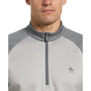 1/4 Zip Raglan Color Block Pullover  (Quiet Gray Heather) 