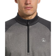 1/4 Zip Raglan Color Block Pullover  (Dark Caviar Heather) 
