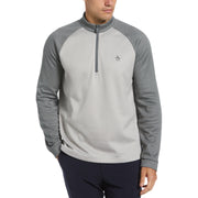 1/4 Zip Raglan Color Block Pullover  (Quiet Gray Heather) 