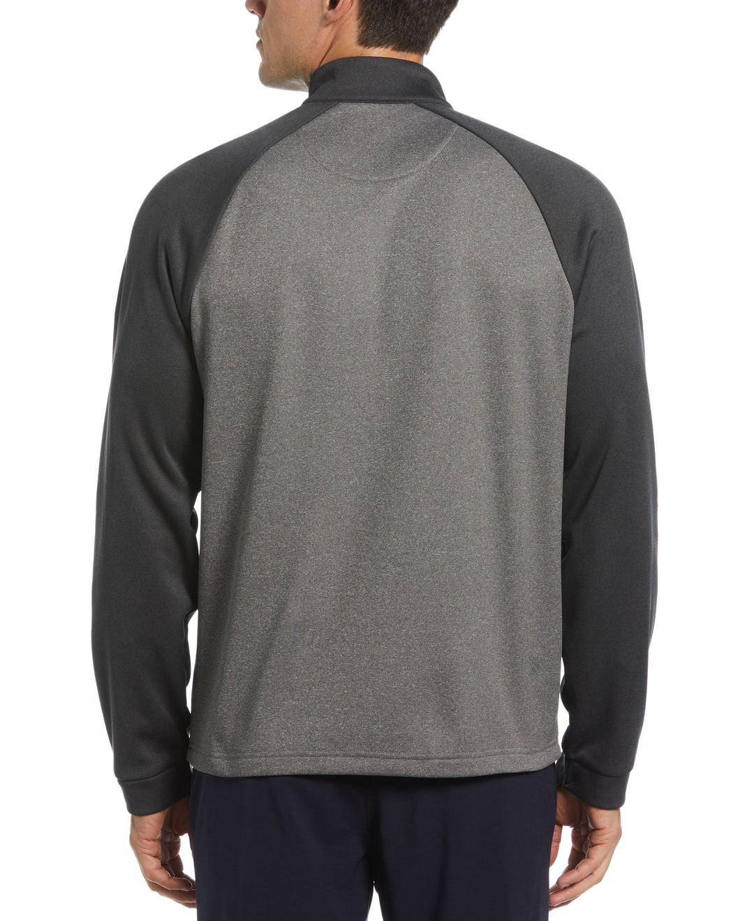 1/4 Zip Raglan Color Block Pullover  (Dark Caviar Heather) 