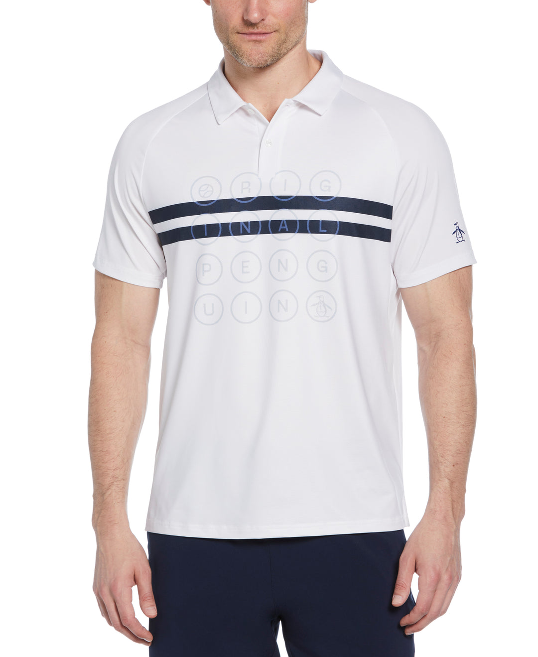 Color Block Tennis Polo  (Bright White) 