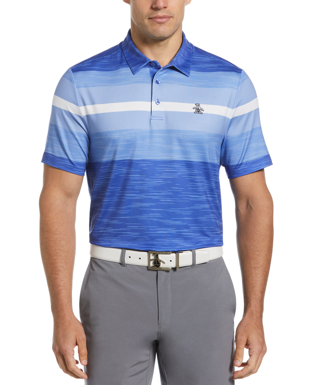 Color Block Engineered Marl Stripe Polo (Amparo Blue) 