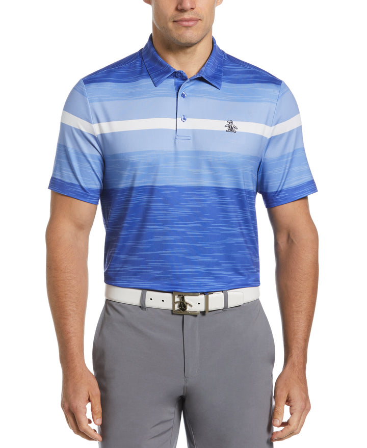 Color Block Engineered Marl Stripe Polo (Amparo Blue) 