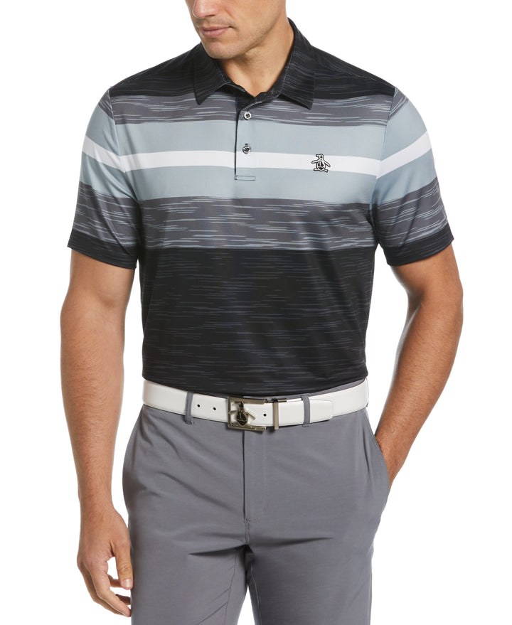 Color Block Engineered Marl Stripe Polo (Caviar) 