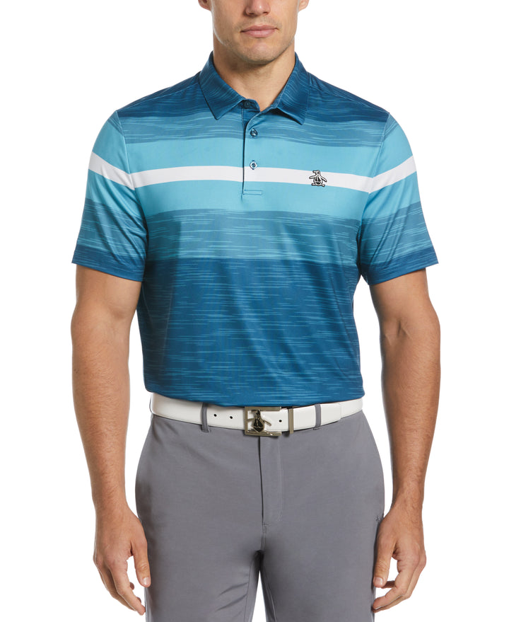 Color Block Engineered Marl Stripe Polo (Corsair) 