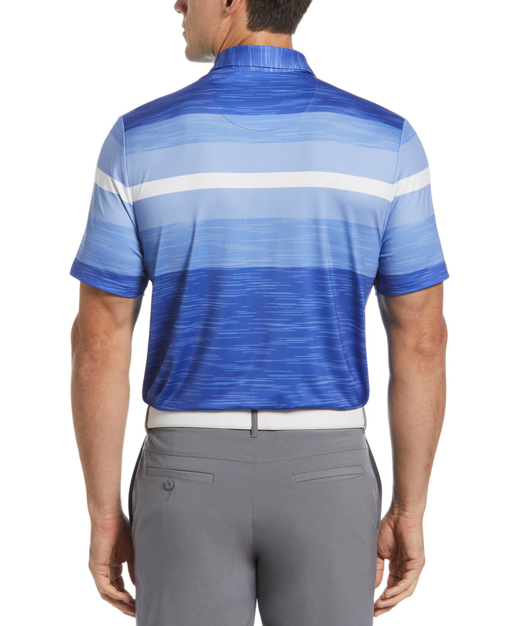 Color Block Engineered Marl Stripe Polo (Amparo Blue) 