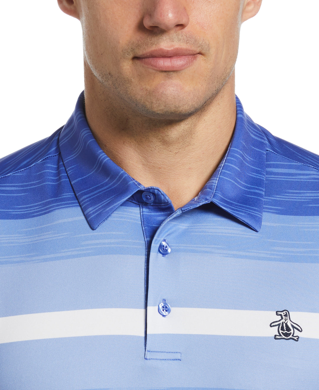 Color Block Engineered Marl Stripe Polo (Amparo Blue) 