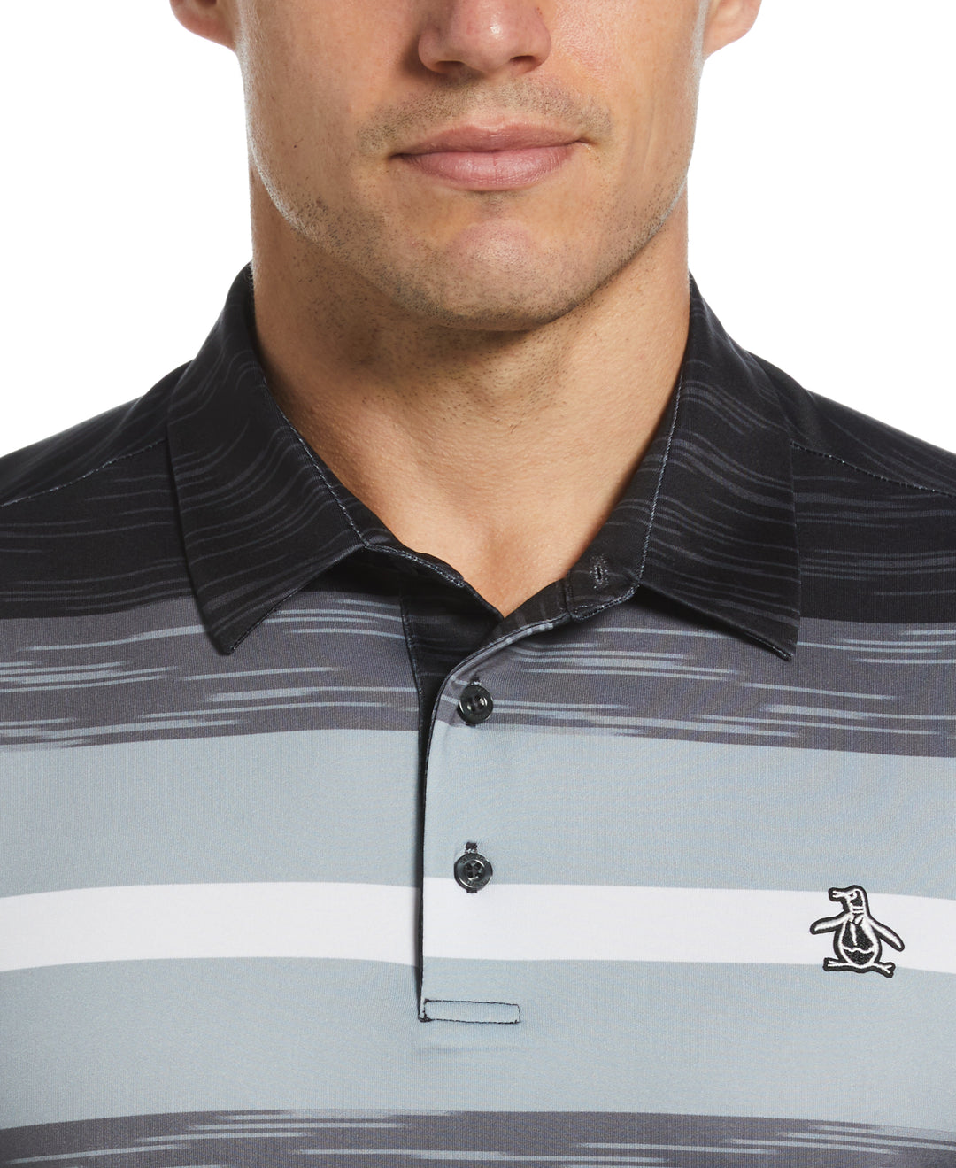 Color Block Engineered Marl Stripe Polo (Caviar) 