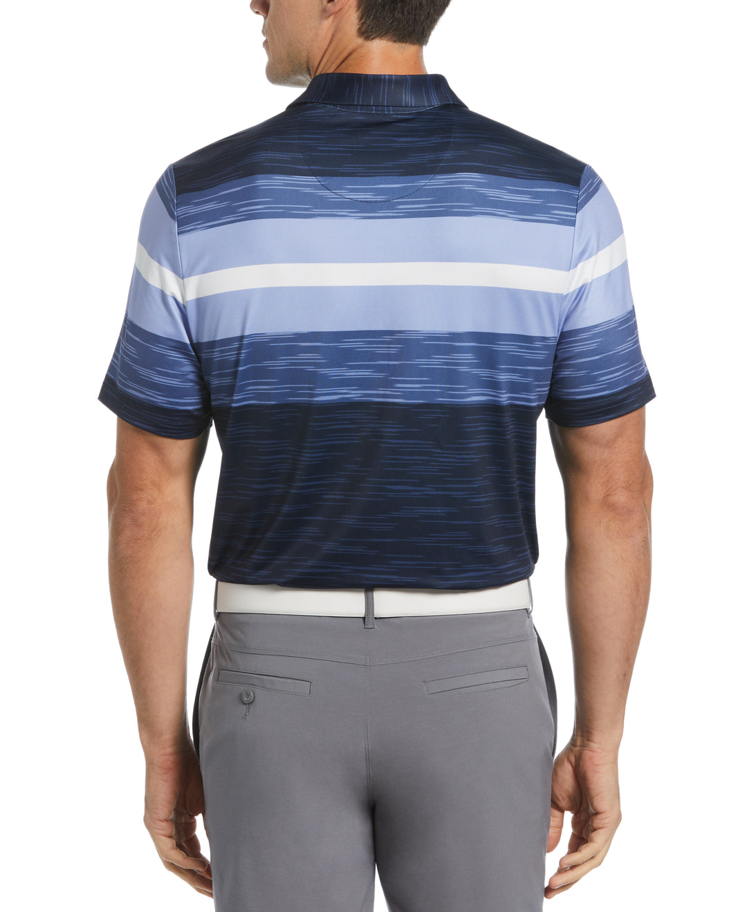 Color Block Engineered Marl Stripe Polo (Black Iris) 