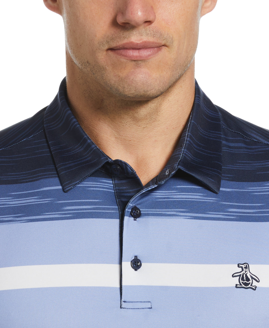 Color Block Engineered Marl Stripe Polo (Black Iris) 