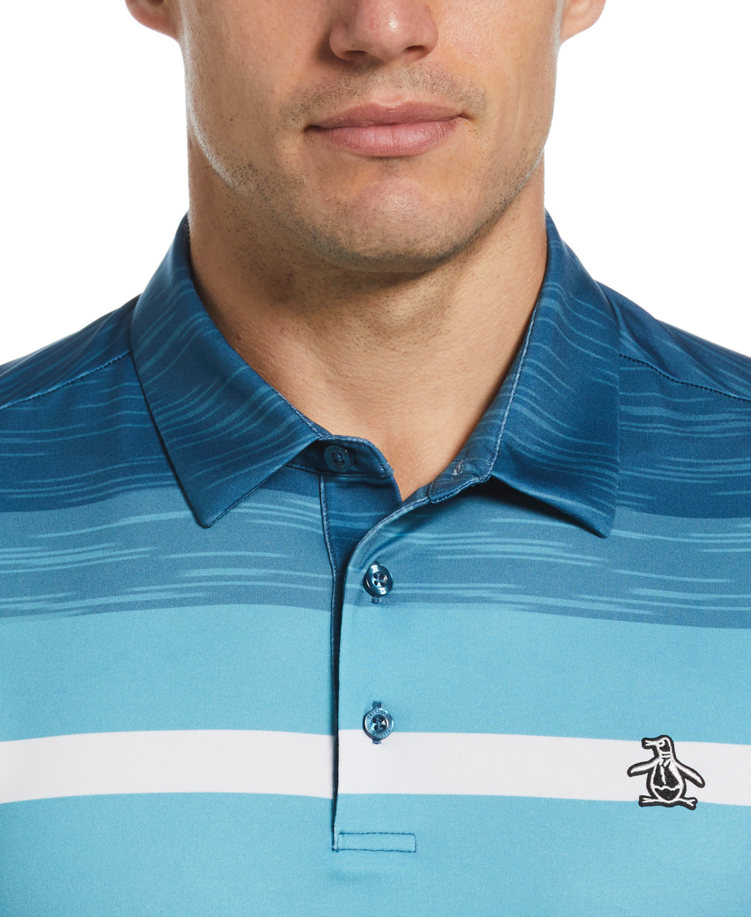Color Block Engineered Marl Stripe Polo (Corsair) 