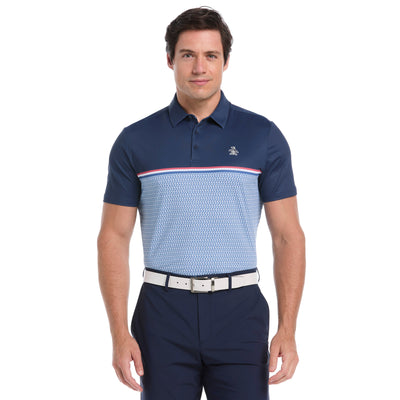 Color Block "P" Print Golf Polo