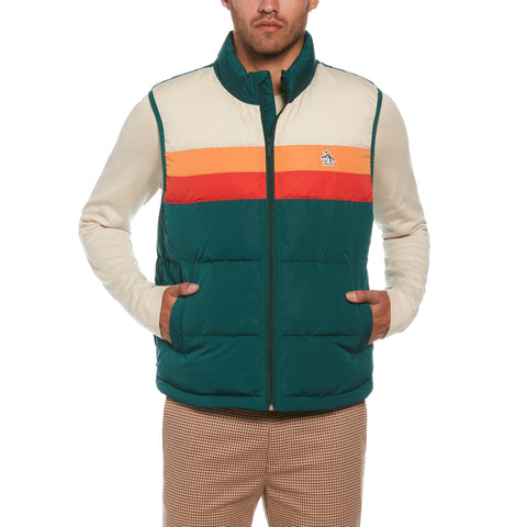 Faux Down Color Block Vest (June Bug) 