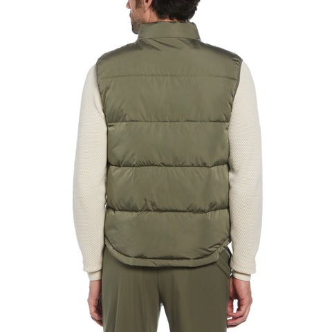 Faux Down Color Block Vest (Dusty Olive) 