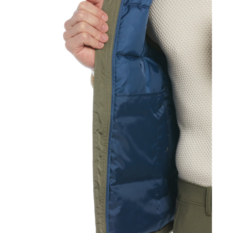 Faux Down Color Block Vest (Dusty Olive) 