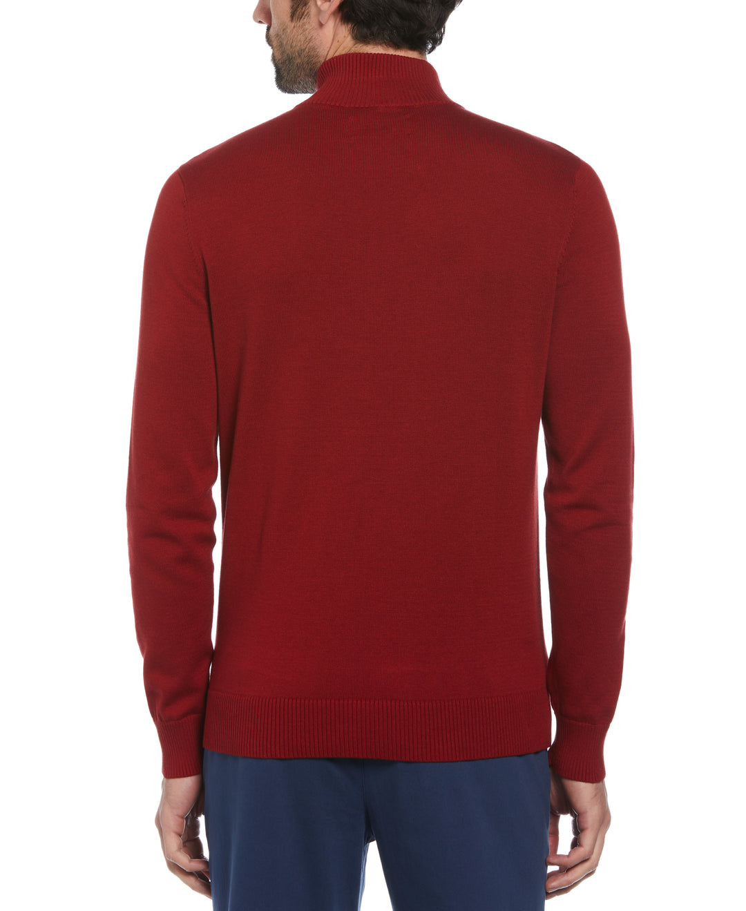 Color Block 1/4 Zip Sweater (Red Dahlia) 