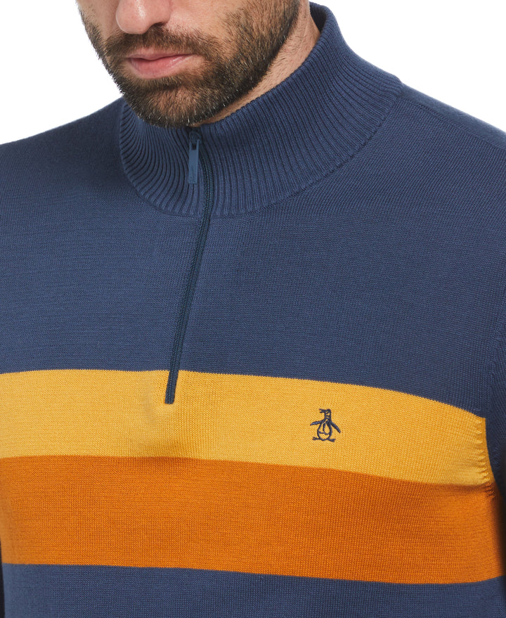Color Block 1/4 Zip Sweater (Sargasso Sea) 
