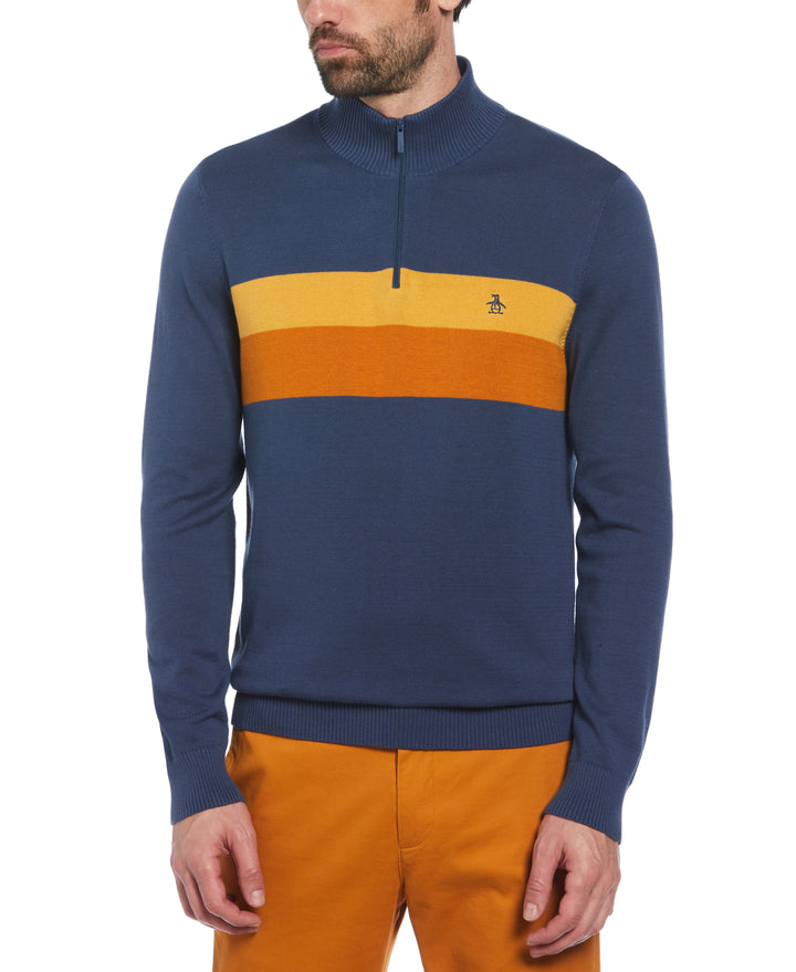 Color Block 1/4 Zip Sweater (Sargasso Sea) 