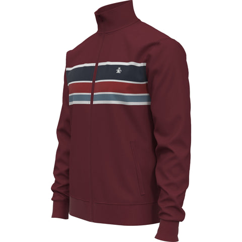 Color Block Stripe Track Jacket (Cabernet) 