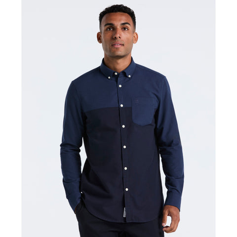 Stretch Colorblock Oxford Shirt (Dark Sapphire) 