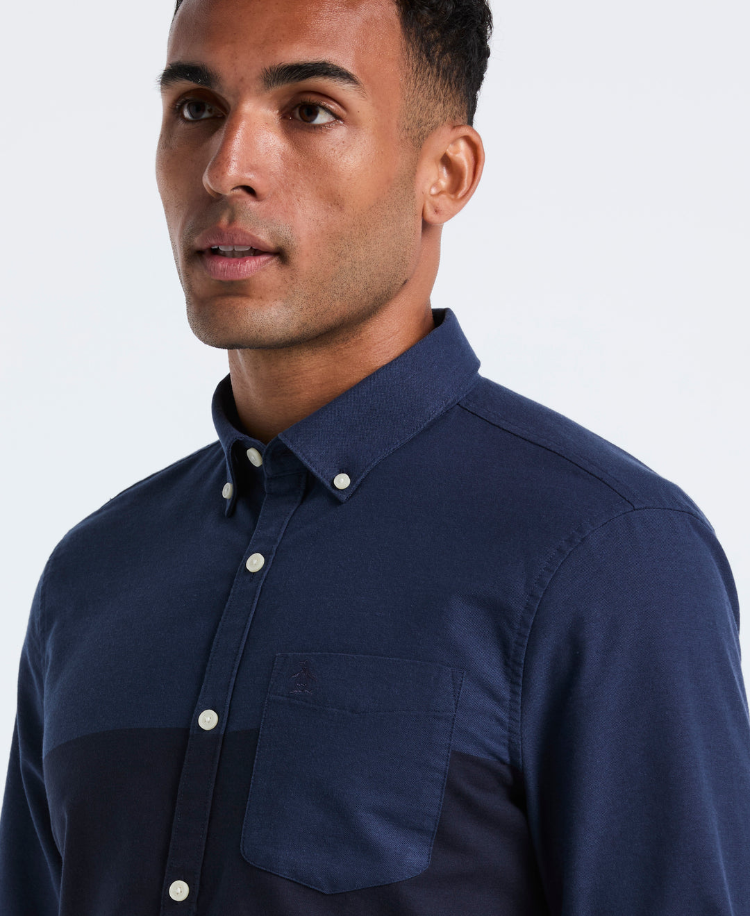Stretch Colorblock Oxford Shirt (Dark Sapphire) 
