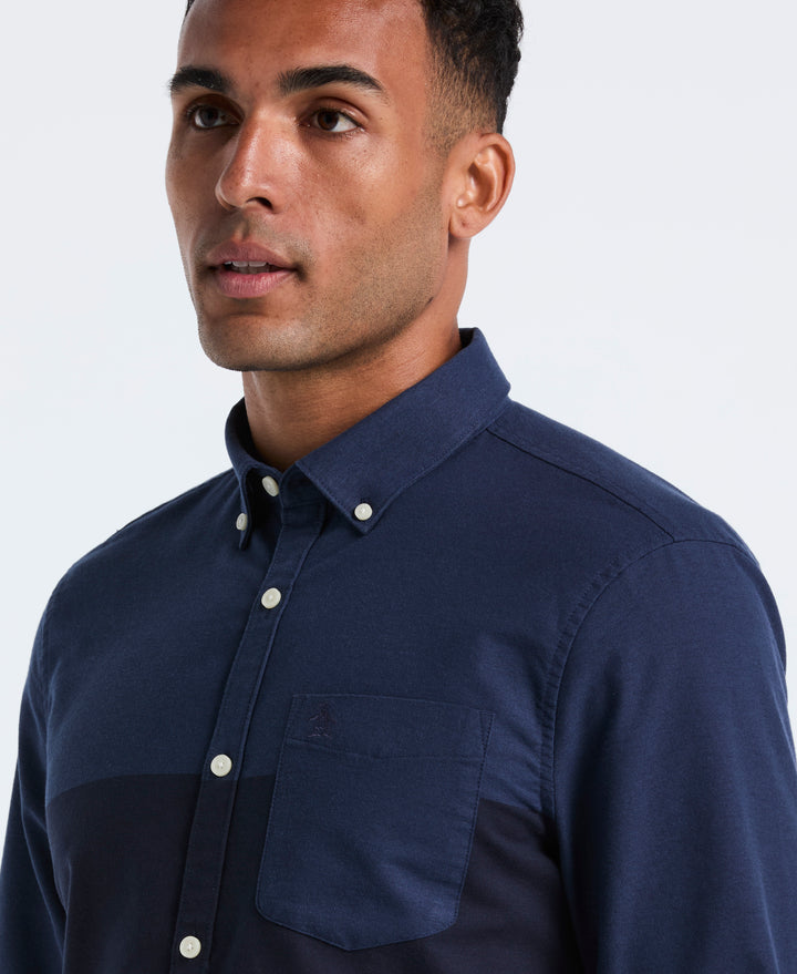 Stretch Colorblock Oxford Shirt (Dark Sapphire) 