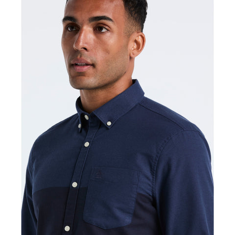 Stretch Colorblock Oxford Shirt (Dark Sapphire) 