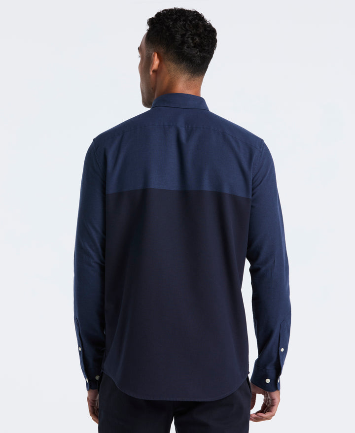 Stretch Colorblock Oxford Shirt (Dark Sapphire) 