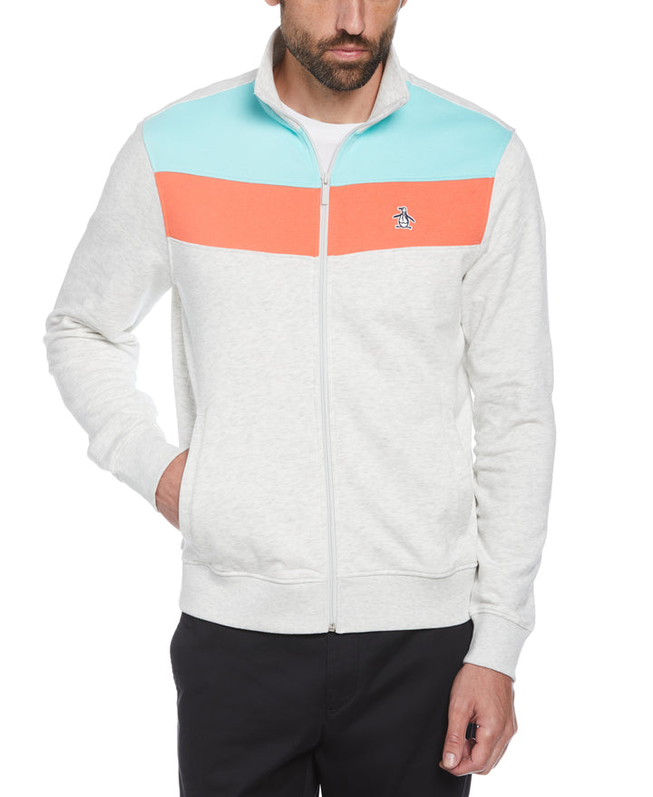 Colorblock Fleece Track Jacket (Light Grey Melange) 