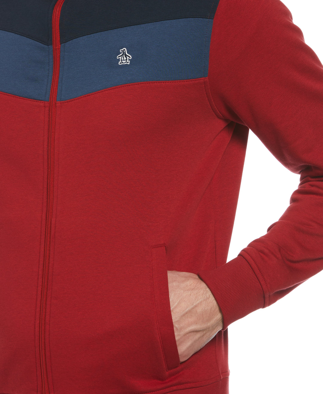 Colorblock Fleece Track Jacket (Red Dahlia) 