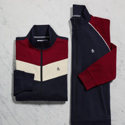 Chevron Colorblock Fleece Track Jacket-Outerwear-Original Penguin