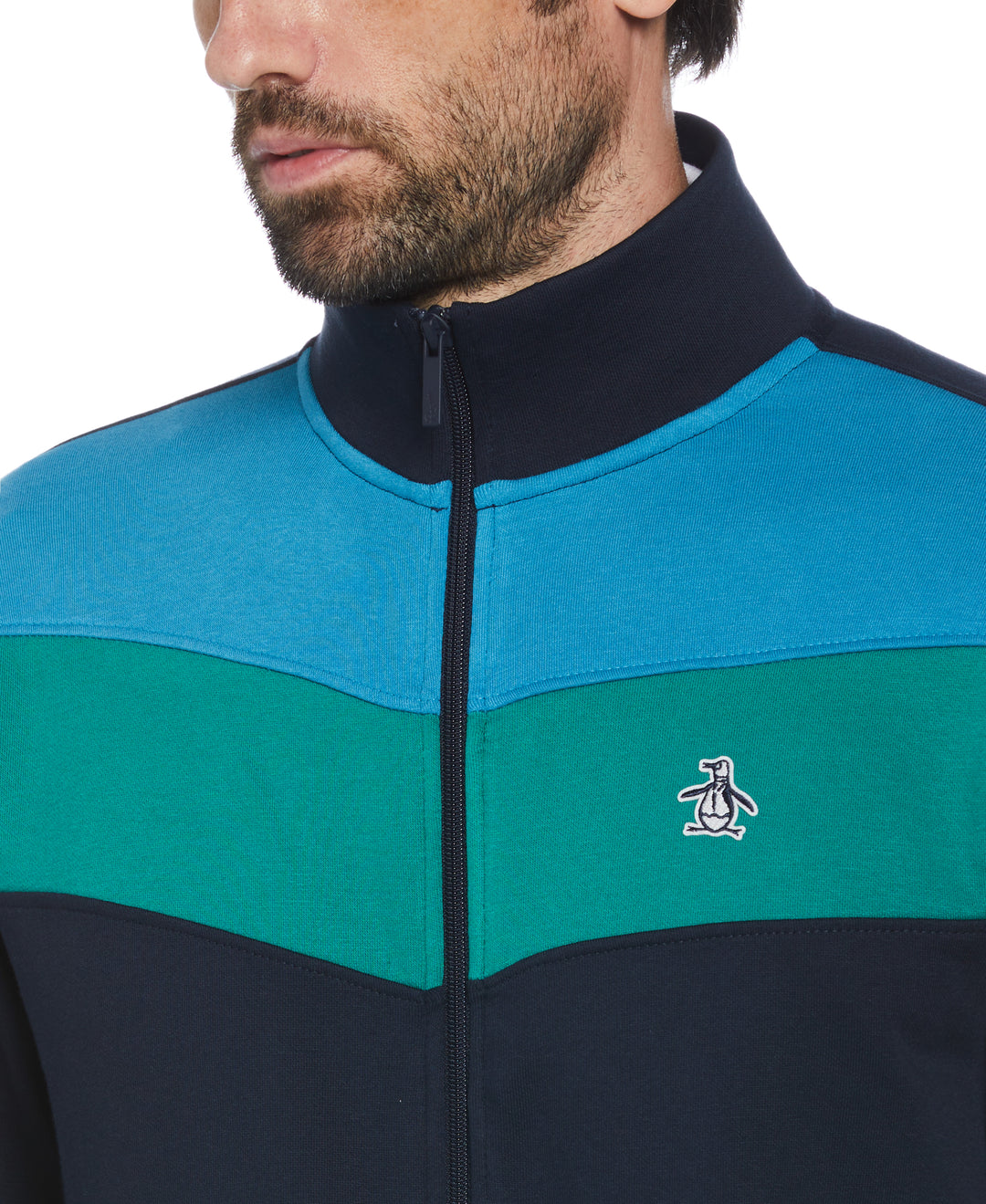 Colorblock Fleece Track Jacket (Dark Sapphire) 