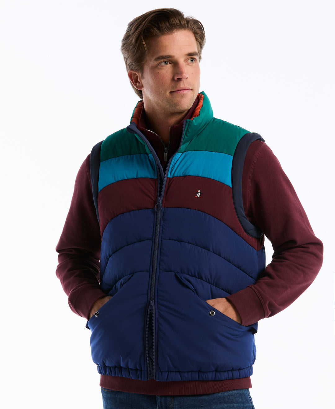 Colorblock Insulated Quilted Vest (Blue Depths) 