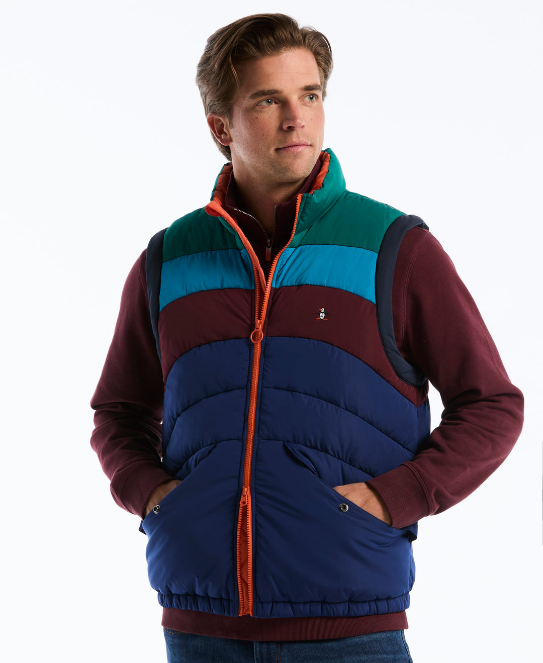 Colorblock Insulated Quilted Vest (Blue Depths) 
