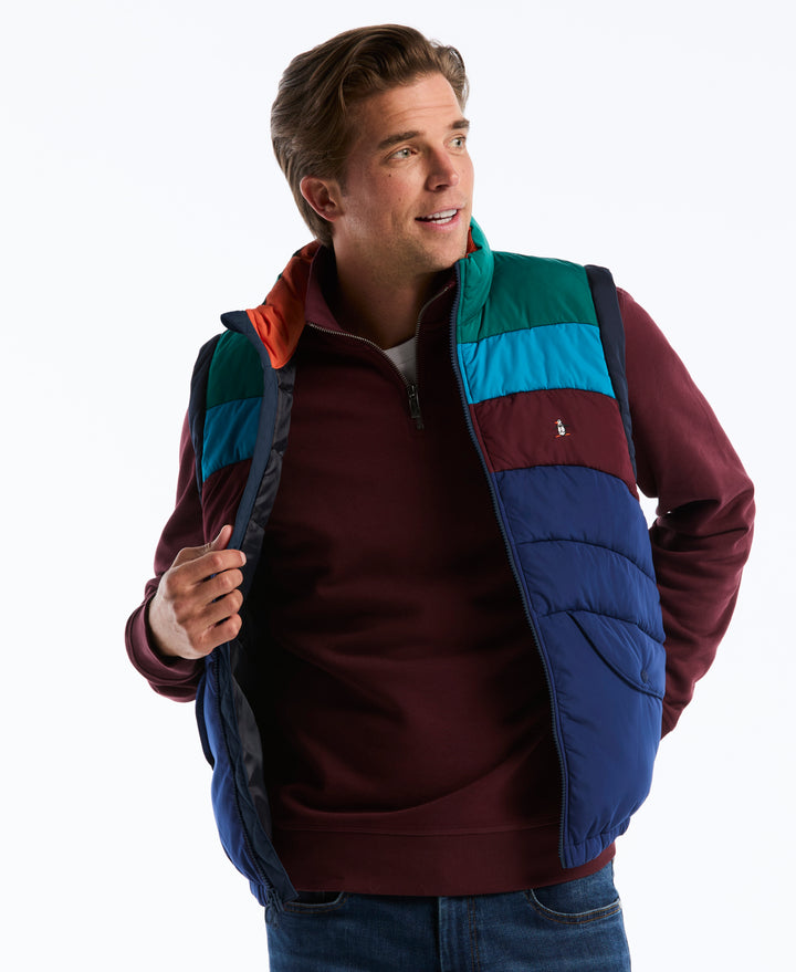 Colorblock Insulated Quilted Vest (Blue Depths) 