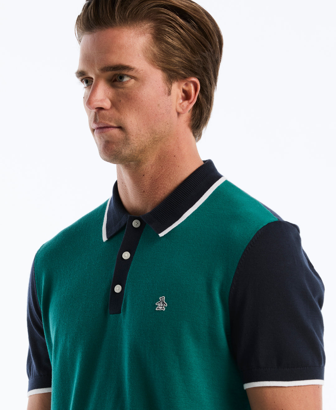 Cotton Colorblock Sweater Polo (Storm) 