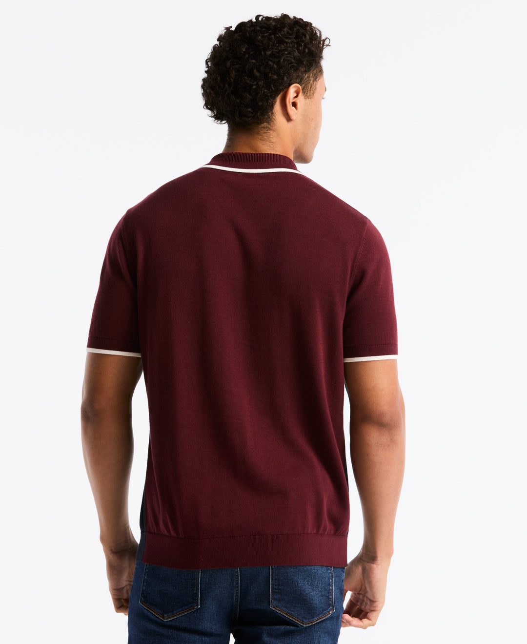 Cotton Colorblock Sweater Polo (Dark Sapphire) 
