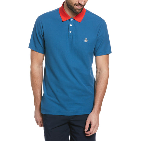 Contrast Collar Polo (Dark Blue) 