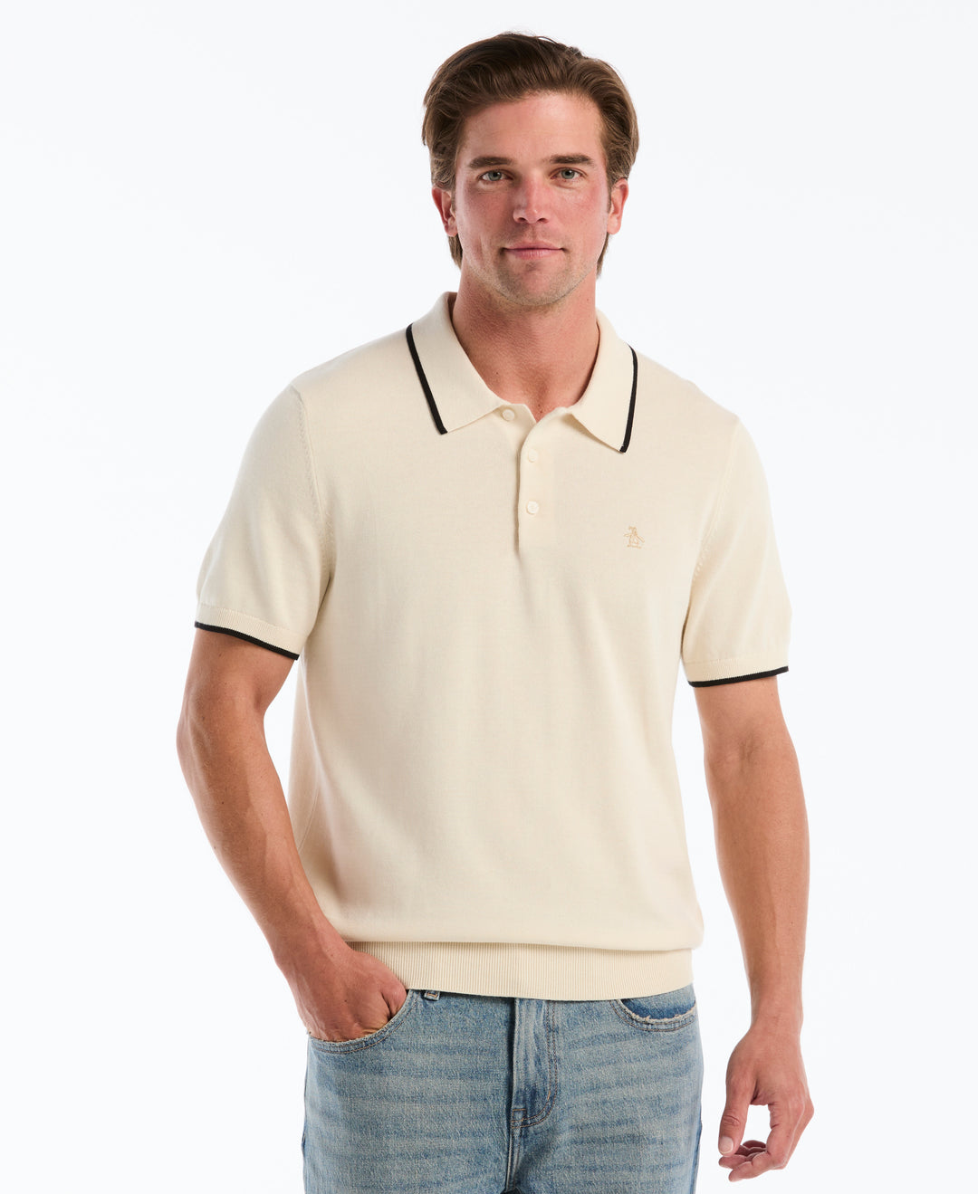 Cotton Tipped Sweater Polo (Birch) 