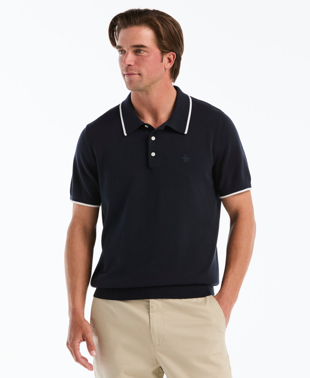 Cotton Tipped Sweater Polo (Dark Sapphire) 