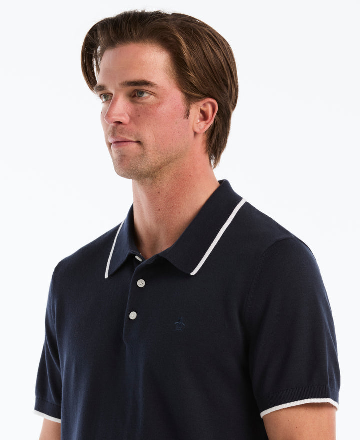 Cotton Tipped Sweater Polo (Dark Sapphire) 