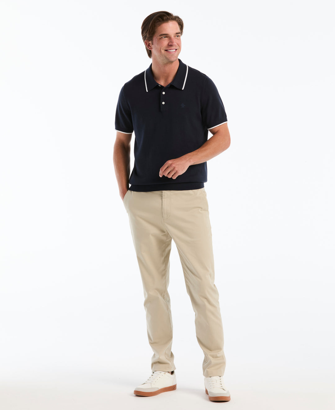 Cotton Tipped Sweater Polo (Dark Sapphire) 
