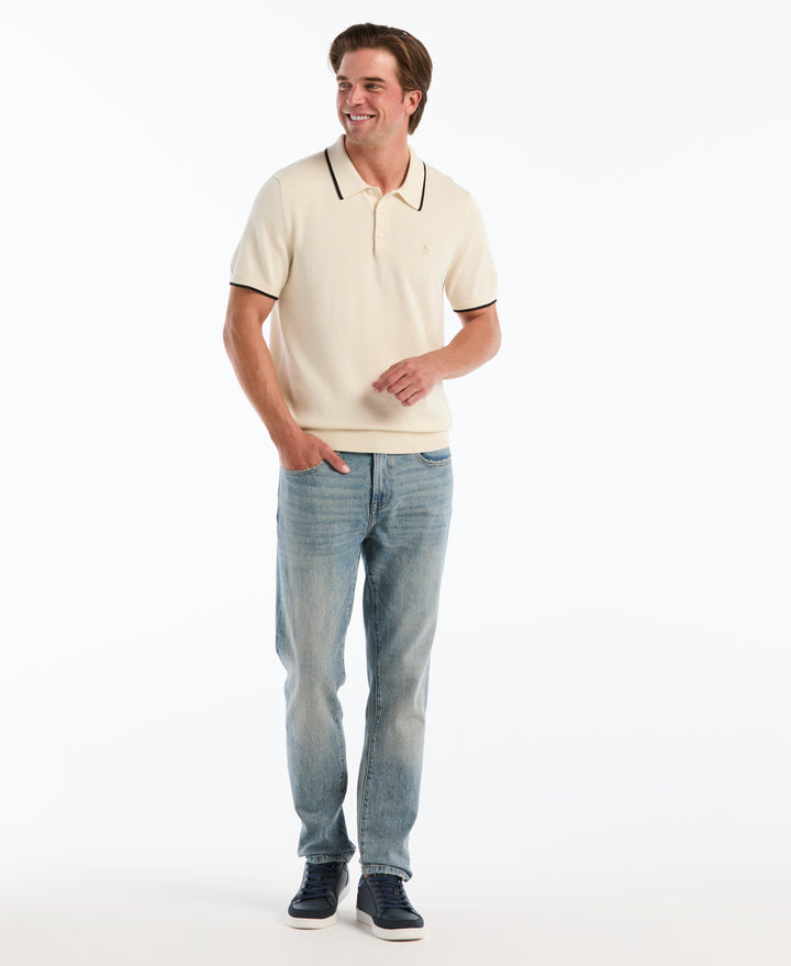 Cotton Tipped Sweater Polo (Birch) 
