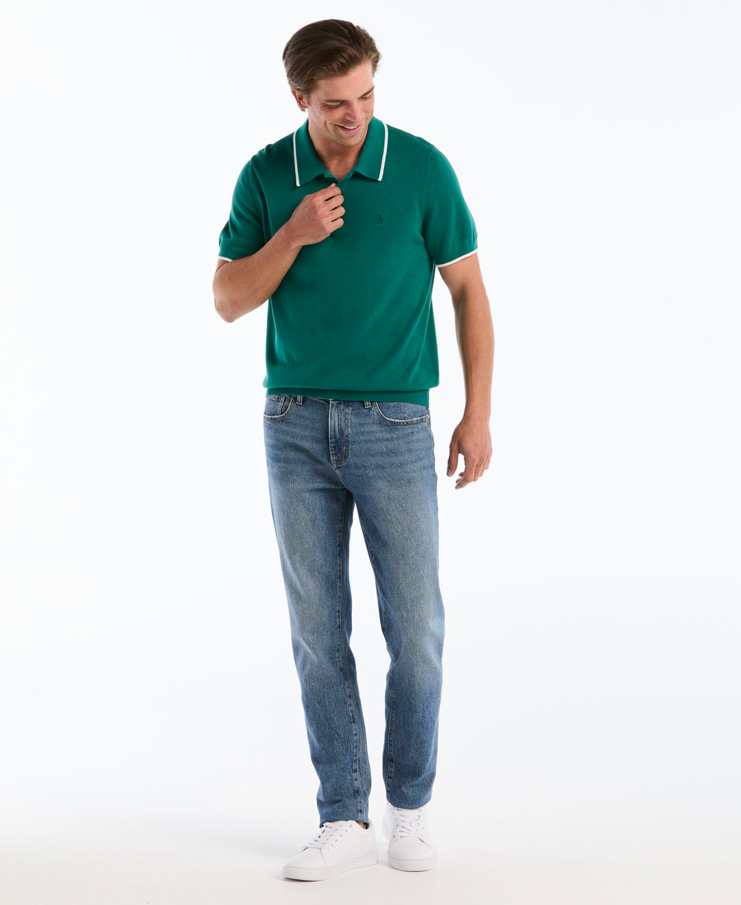 Cotton Tipped Sweater Polo (Storm) 