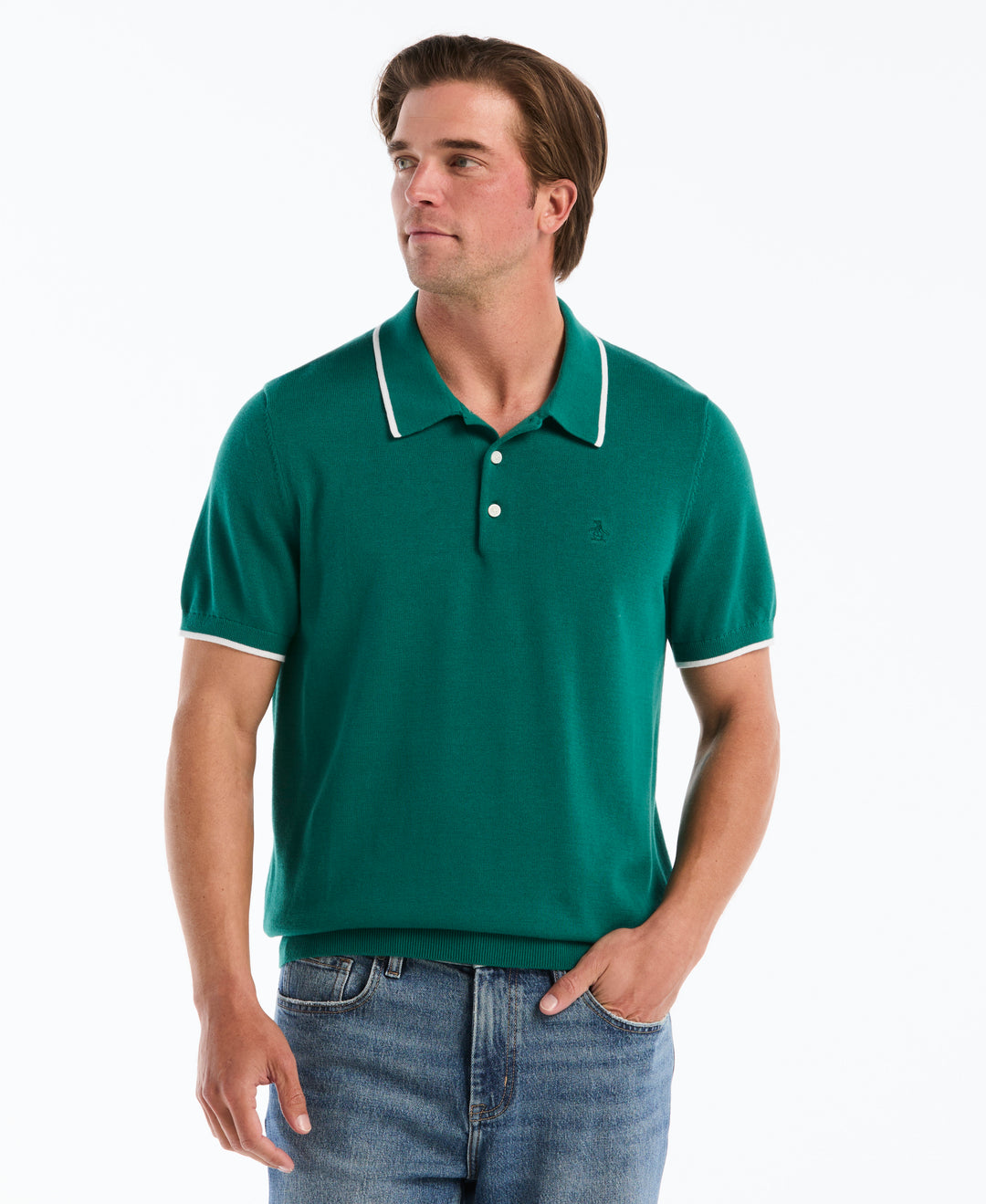 Cotton Tipped Sweater Polo (Storm) 