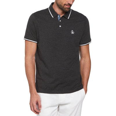 Tipped Solid Polo (Dk Charcoal Heather) 
